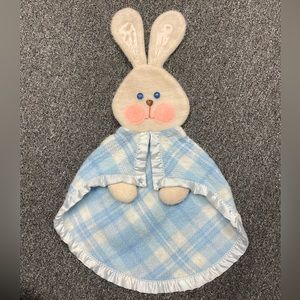 Vintage Fisher Price Blue Plaid Bunny Security Blanket